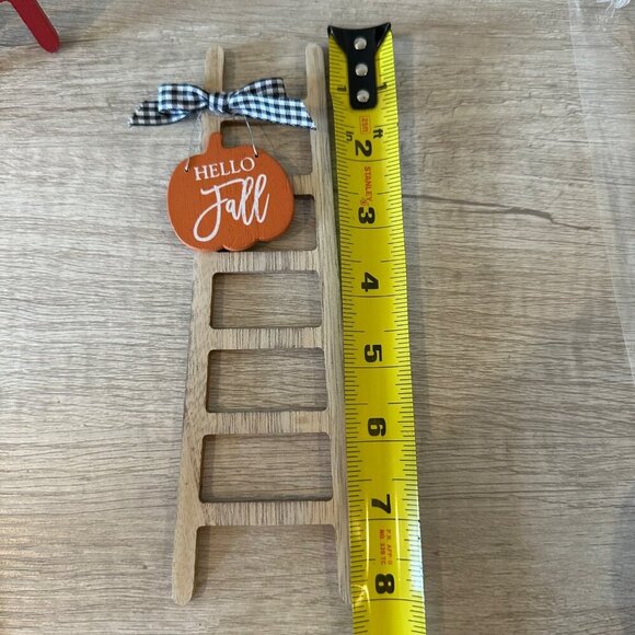 Fall Ladder Wood Decor Mini Sign Set 2pc Apple Orchard Hello Fall Tiered Tray - Picture 9 of 13